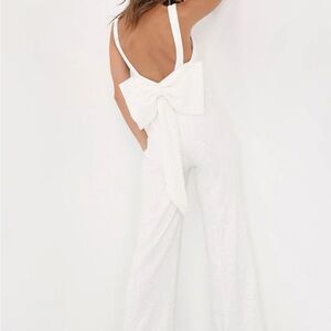 Lulu's White Jumpsuit with Back Bow